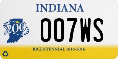 IN license plate 007WS