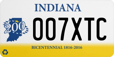 IN license plate 007XTC