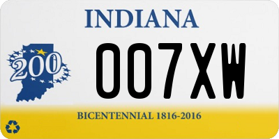 IN license plate 007XW
