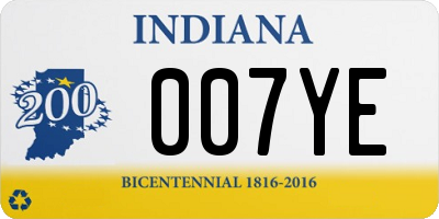 IN license plate 007YE
