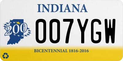 IN license plate 007YGW