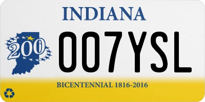 IN license plate 007YSL