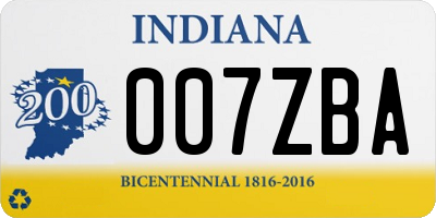 IN license plate 007ZBA