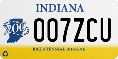 IN license plate 007ZCU