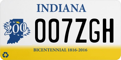 IN license plate 007ZGH
