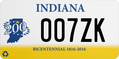 IN license plate 007ZK