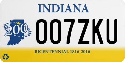 IN license plate 007ZKU