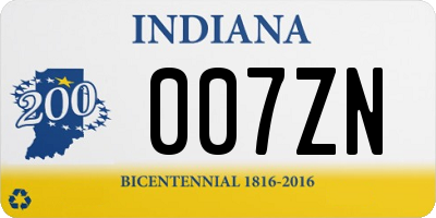 IN license plate 007ZN