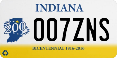 IN license plate 007ZNS