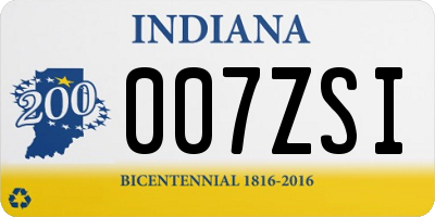 IN license plate 007ZSI