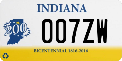 IN license plate 007ZW