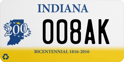 IN license plate 008AK