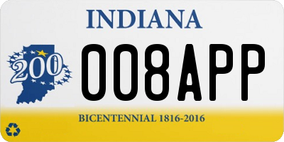 IN license plate 008APP