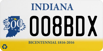 IN license plate 008BDX