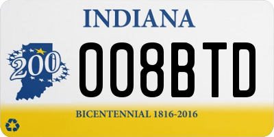 IN license plate 008BTD