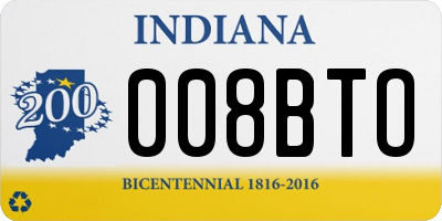 IN license plate 008BTO
