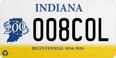 IN license plate 008COL