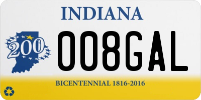 IN license plate 008GAL