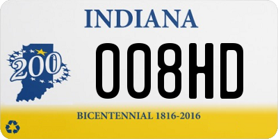 IN license plate 008HD