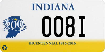 IN license plate 008I