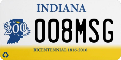 IN license plate 008MSG