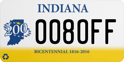 IN license plate 008OFF