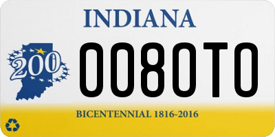 IN license plate 008OTO