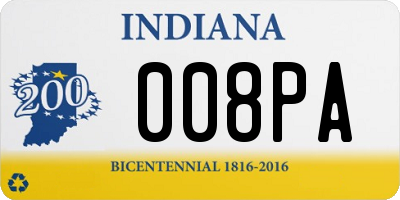 IN license plate 008PA