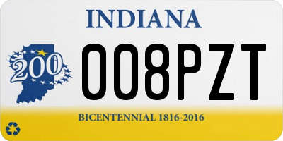IN license plate 008PZT