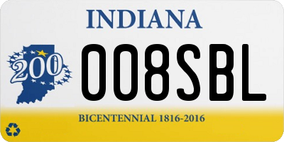 IN license plate 008SBL