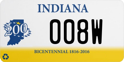 IN license plate 008W