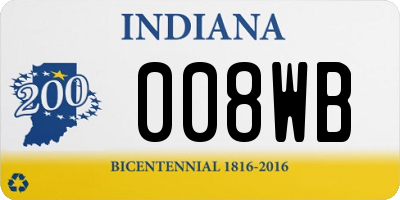 IN license plate 008WB