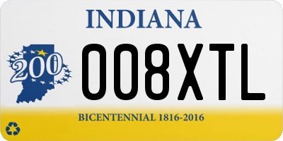 IN license plate 008XTL