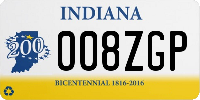 IN license plate 008ZGP