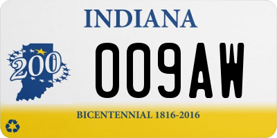 IN license plate 009AW