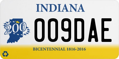 IN license plate 009DAE