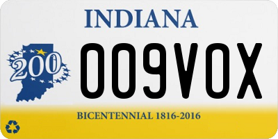 IN license plate 009VOX