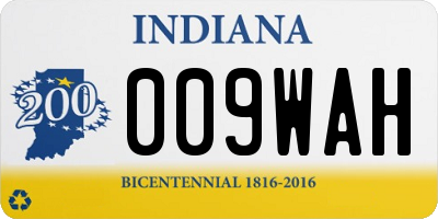 IN license plate 009WAH