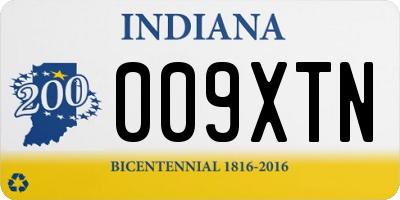 IN license plate 009XTN