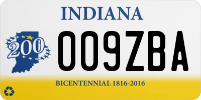 IN license plate 009ZBA