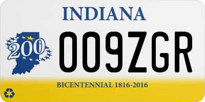 IN license plate 009ZGR