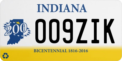 IN license plate 009ZIK