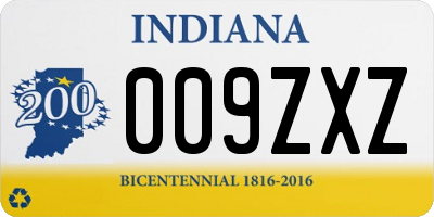 IN license plate 009ZXZ