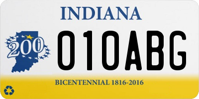IN license plate 010ABG