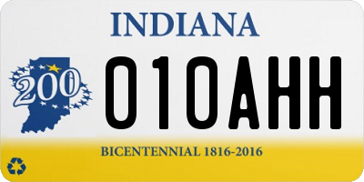 IN license plate 010AHH