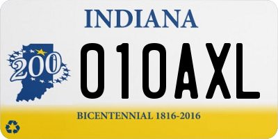 IN license plate 010AXL