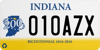 IN license plate 010AZX