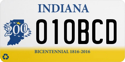 IN license plate 010BCD