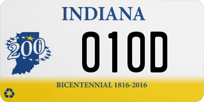 IN license plate 010D