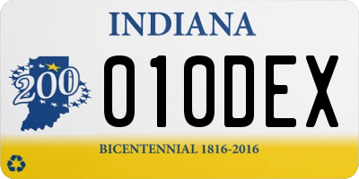 IN license plate 010DEX